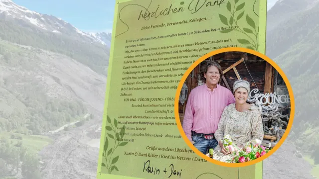Dankesbrief aus dem Lötschental nach dem Abbruch des Birchgletschers haben die Ritlers alles verloren