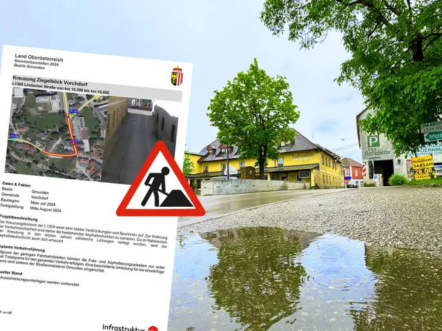 Sanierung L1309 Vorchdorf - Kreuzung Ziegelböck im Sommer 2024 Sanierung L1309 Vorchdorf - Kreuzung Ziegelböck im Sommer 2024