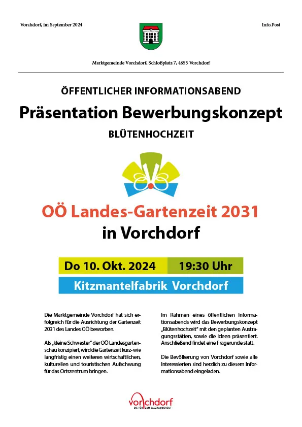 Informationsabend Gartenzeit 2031 in Vorchdorf - Präsentation Bewerbungskonzept Informationsabend Gartenzeit 2031 in Vorchdorf - Präsentation Bewerbungskonzept
