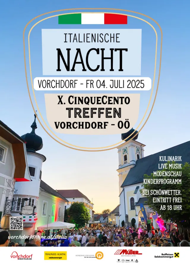 Italienische Nacht Vorchdorf 2025 - Fr. 4. Juli 2025 - CENTRO VORCHDORF Italienische Nacht Vorchdorf 2025 - Fr. 4. Juli 2025 - CENTRO VORCHDORF