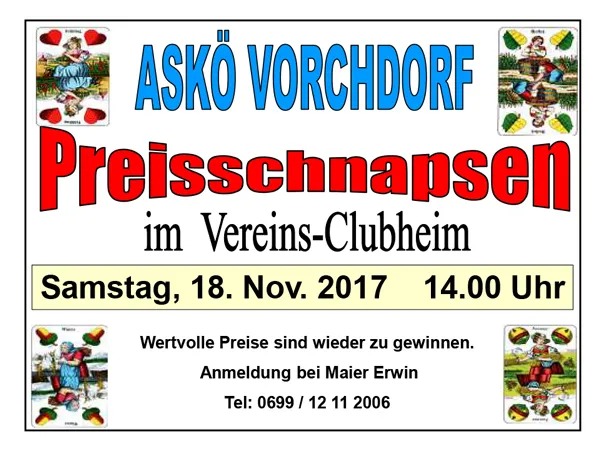 Plakat Preisschnapsen 2017 Askö Schachner Vorchdorf